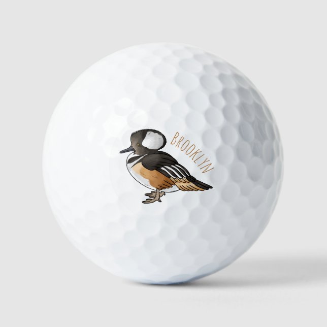 Pelotas De Golf Ilustracion personalizado de aves merganser con ca (Anverso)