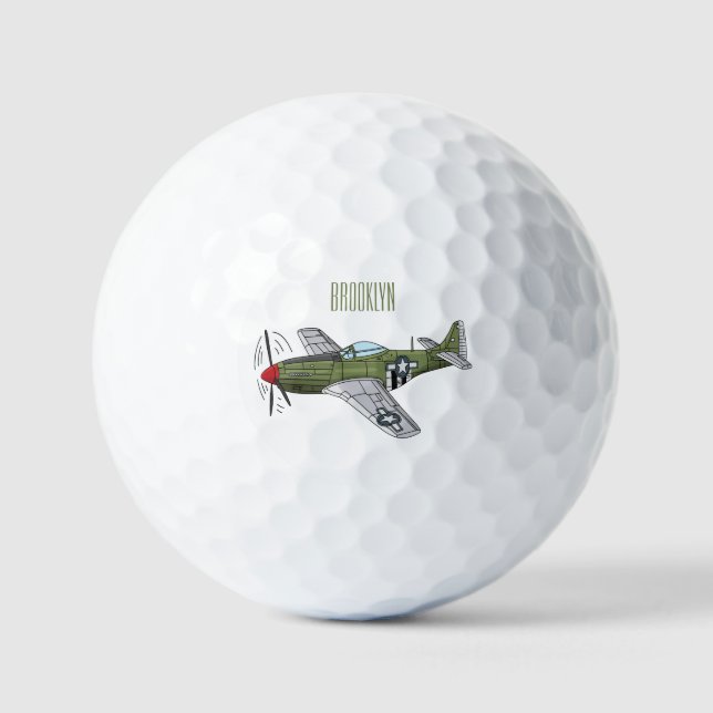 Pelotas De Golf Ilustracion personalizado de avión militar (Anverso)