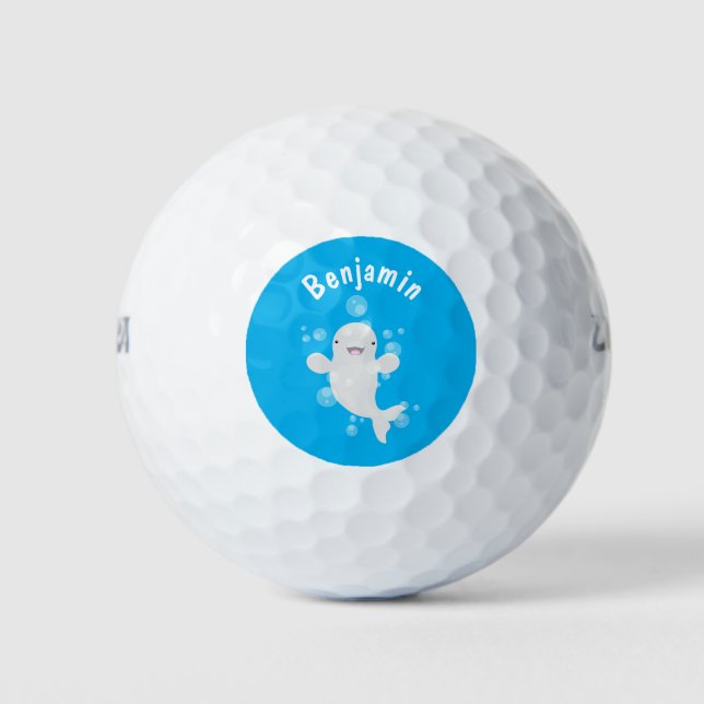 Pelotas De Golf Ilustracion personalizado de ballenas de la beluga (Anverso)