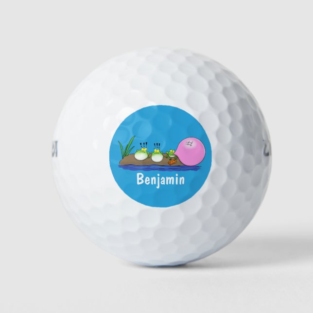 Pelotas De Golf Ilustracion personalizado de bblegum de ranas grac (Anverso)