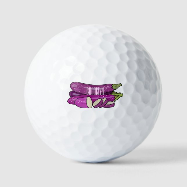 Pelotas De Golf Ilustracion personalizado de berenjenas (Anverso)