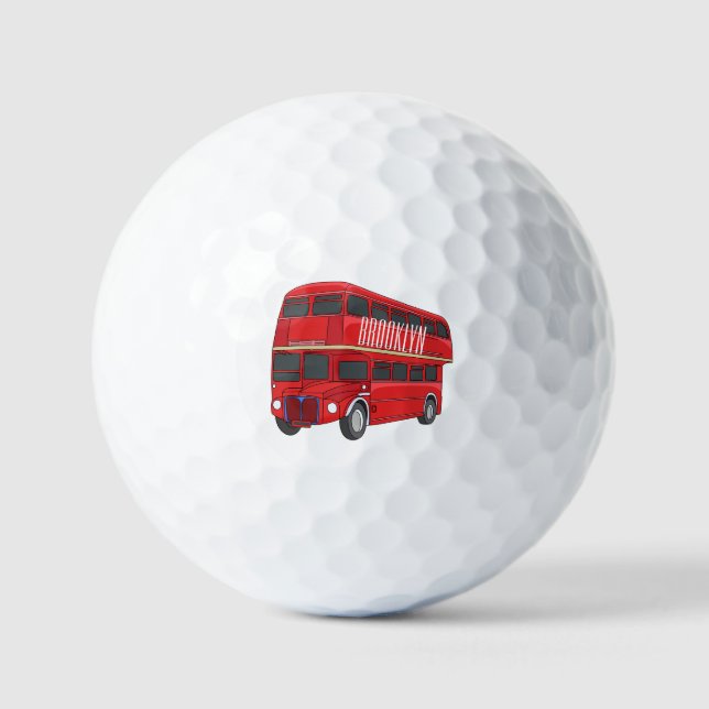 Pelotas De Golf Ilustracion personalizado de bus de dos pisos (Anverso)