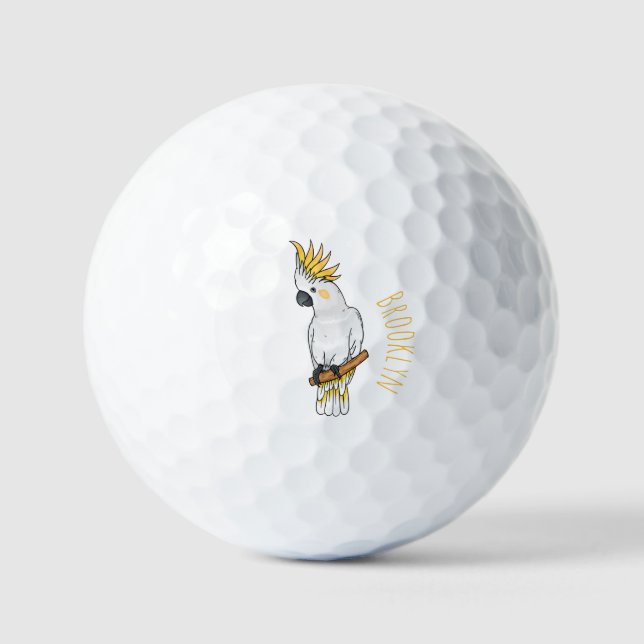 Pelotas De Golf Ilustracion personalizado de cacatúa con crema de  (Anverso)