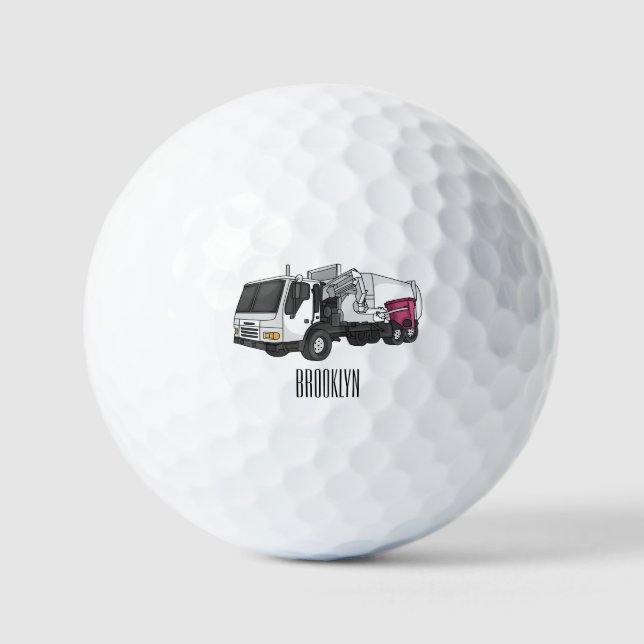 Pelotas De Golf Ilustracion personalizado de camión de basura (Anverso)
