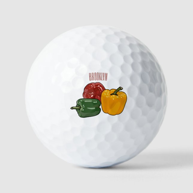 Pelotas De Golf Ilustracion personalizado de Capsicum (Anverso)