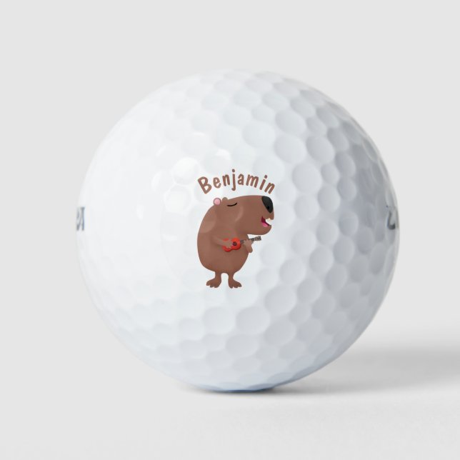 Pelotas De Golf Ilustracion personalizado de capybara ukulele cant (Anverso)
