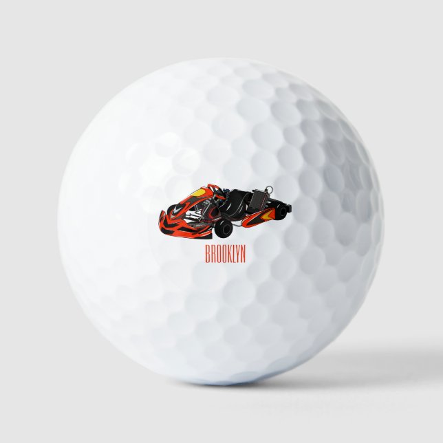 Pelotas De Golf Ilustracion personalizado de carreras de Kart (Anverso)