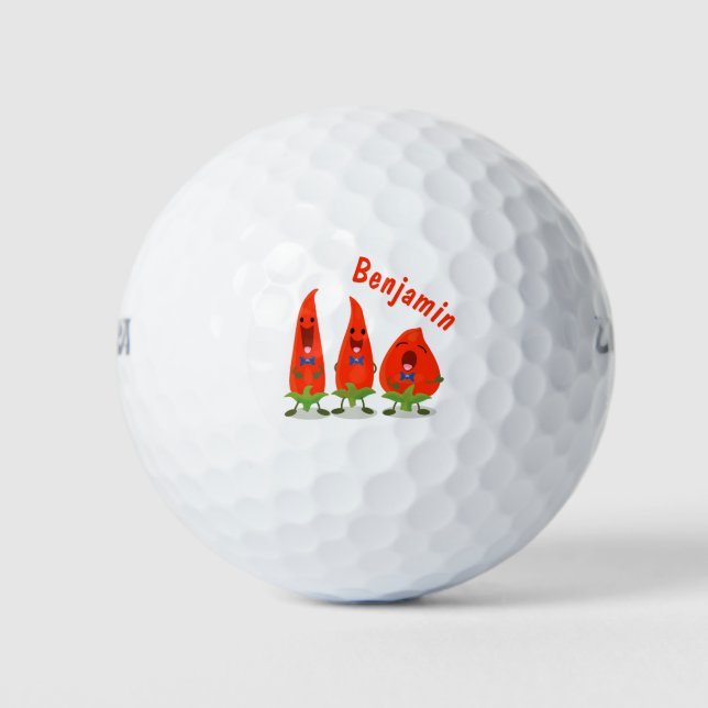 Pelotas De Golf Ilustracion personalizado de chiles cantantes (Anverso)