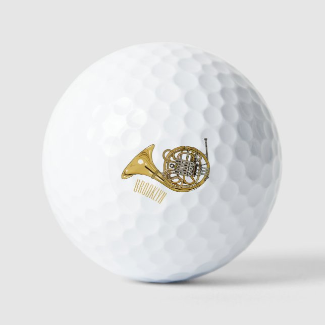 Pelotas De Golf Ilustracion personalizado de cuerno francés (Anverso)
