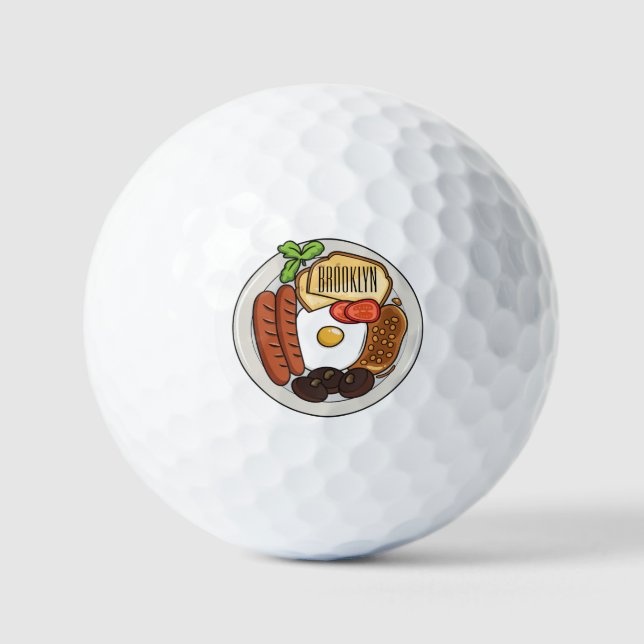 Pelotas De Golf Ilustracion personalizado de desayuno inglés (Anverso)