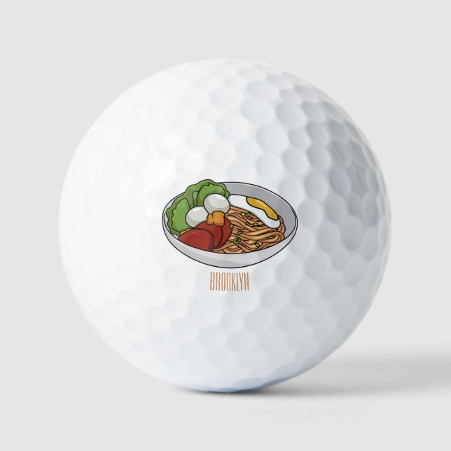 Pelotas De Golf Ilustracion personalizado de fideos (Anverso)