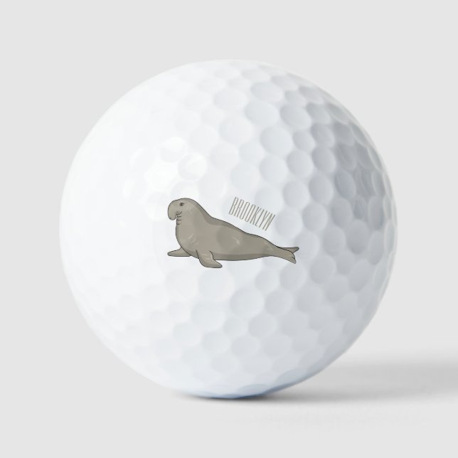 Pelotas De Golf Ilustracion personalizado de focas elefantes (Anverso)