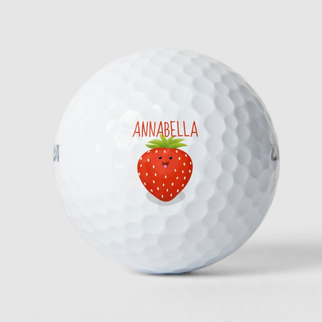 Pelotas De Golf Ilustracion personalizado de fresa cute kawaii (Anverso)