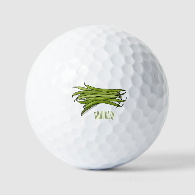 Pelotas De Golf Ilustracion personalizado de frijol verde (Anverso)