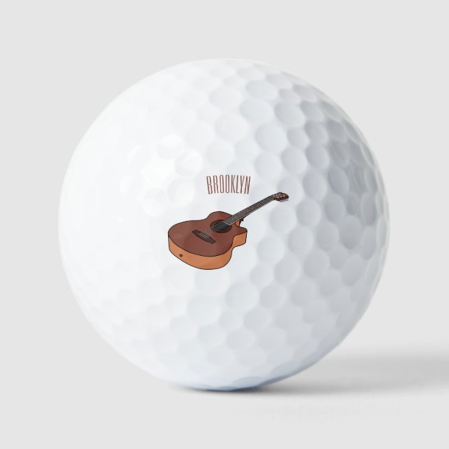 Pelotas De Golf Ilustracion personalizado de guitarra acústica (Anverso)