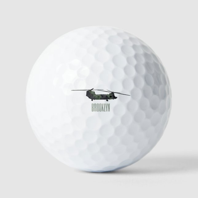 Pelotas De Golf Ilustracion personalizado de helicóptero del ejérc (Anverso)