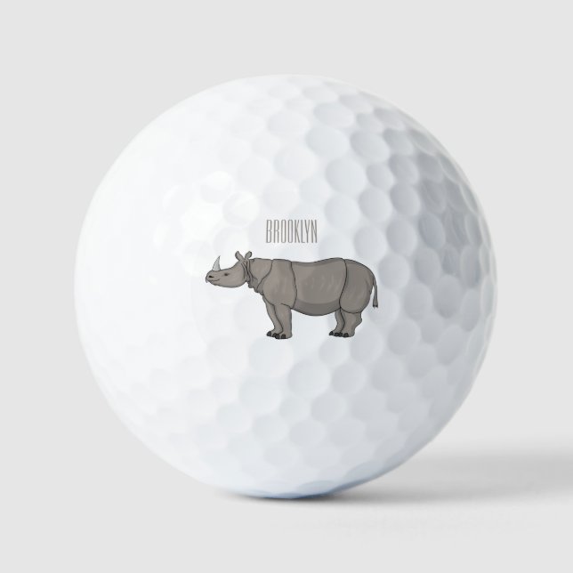 Pelotas De Golf Ilustracion personalizado de Javan rhinoceros (Anverso)