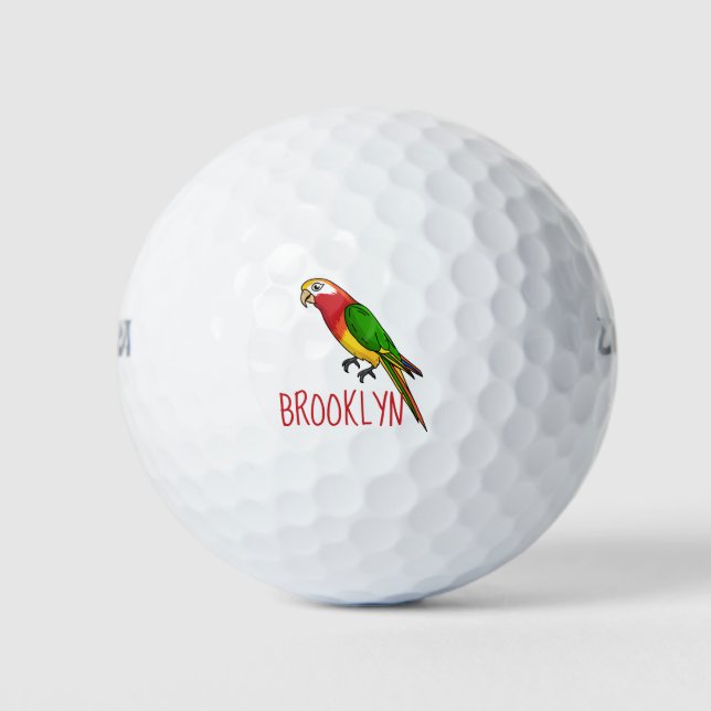 Pelotas De Golf Ilustracion personalizado de loro feliz (Anverso)