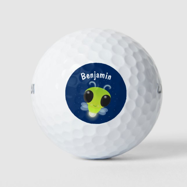 Pelotas De Golf Ilustracion personalizado de luciérnaga con brillo (Anverso)