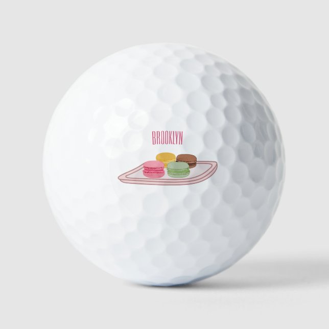 Pelotas De Golf Ilustracion personalizado de Macaron (Anverso)