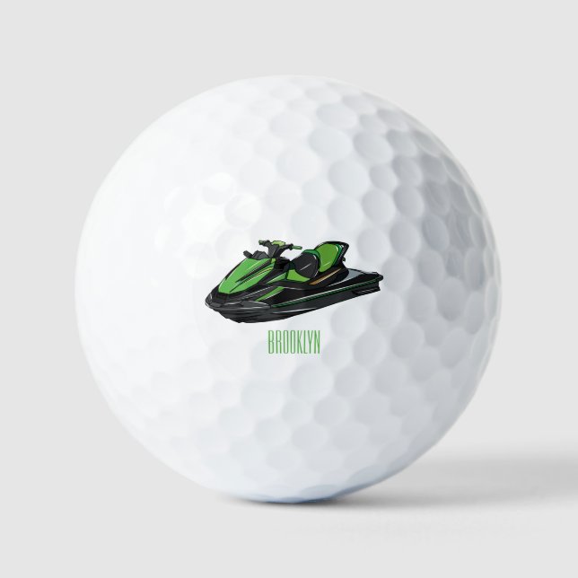 Pelotas De Golf Ilustracion personalizado de moto acuática (Anverso)