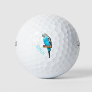 Pelotas De Golf Ilustracion personalizado de pájaro budgerigar azu