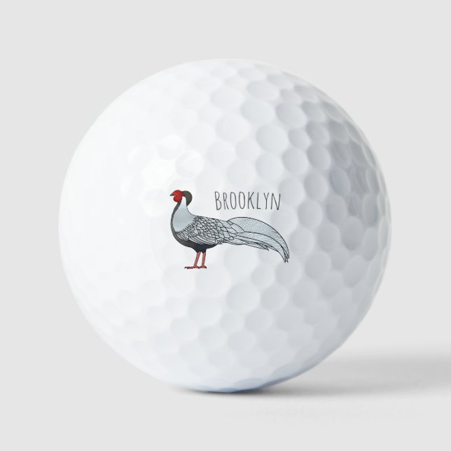 Pelotas De Golf Ilustracion personalizado de pájaro faisán (Anverso)