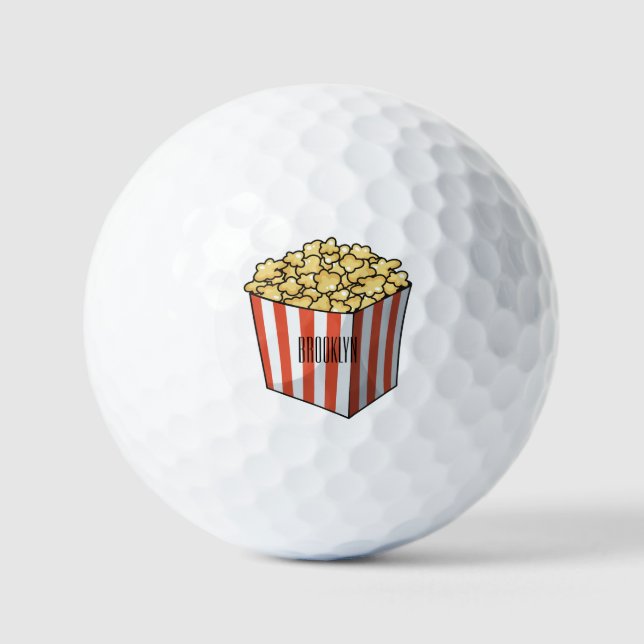 Pelotas De Golf Ilustracion personalizado de palomitas (Anverso)