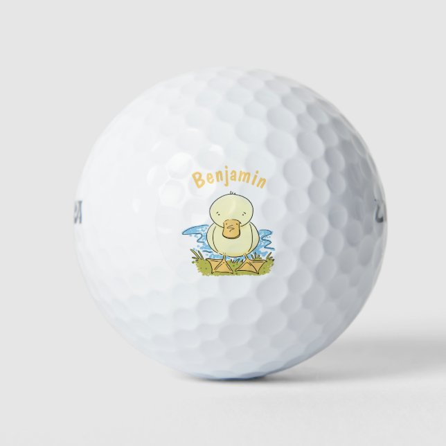 Pelotas De Golf Ilustracion personalizado de pato amarillo (Anverso)