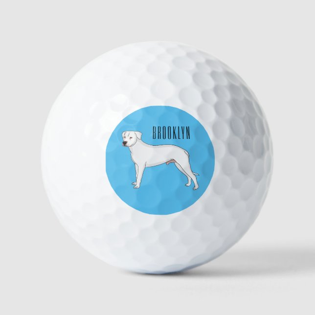 Pelotas De Golf Ilustracion personalizado de perro argentino Dogo (Anverso)