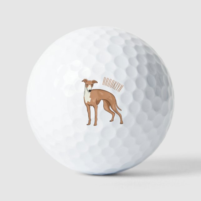 Pelotas De Golf Ilustracion personalizado de perro de Greyhound (Anverso)