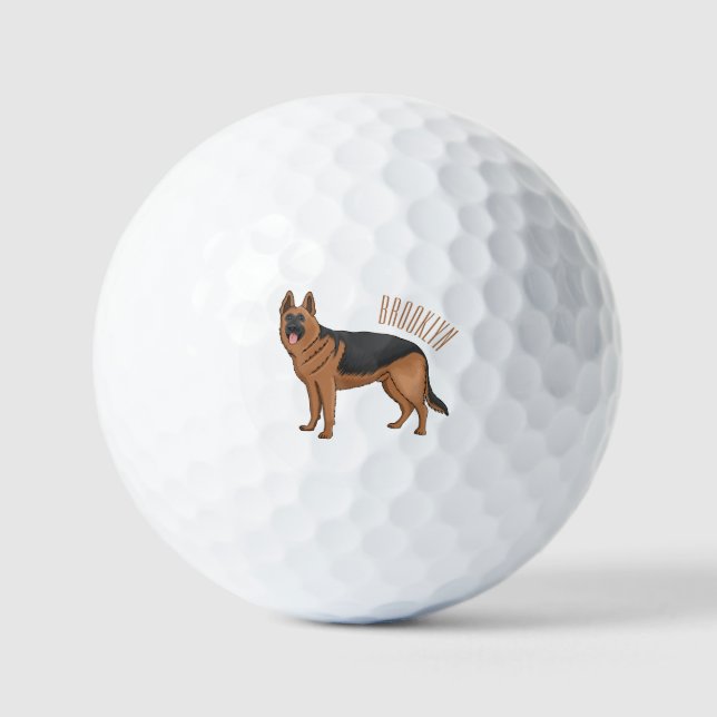 Pelotas De Golf Ilustracion personalizado de perro pastor alemán (Anverso)