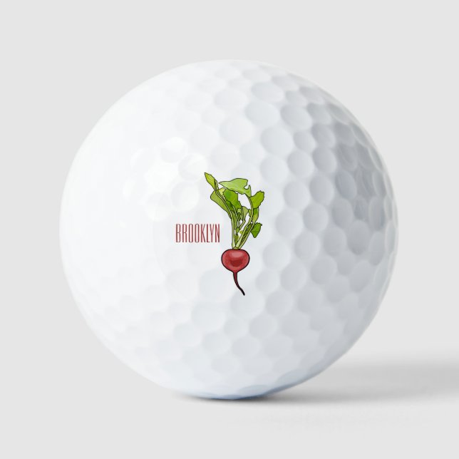 Pelotas De Golf Ilustracion personalizado de Radish (Anverso)