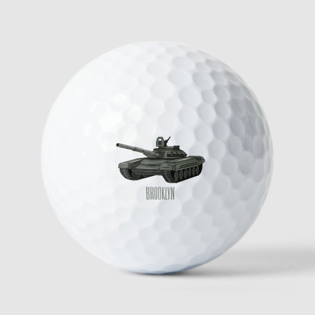 Pelotas De Golf Ilustracion personalizado de tanques (Anverso)
