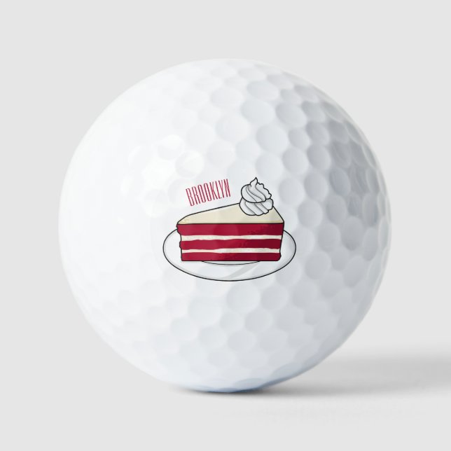 Pelotas De Golf Ilustracion personalizado de tarta de terciopelo r (Anverso)