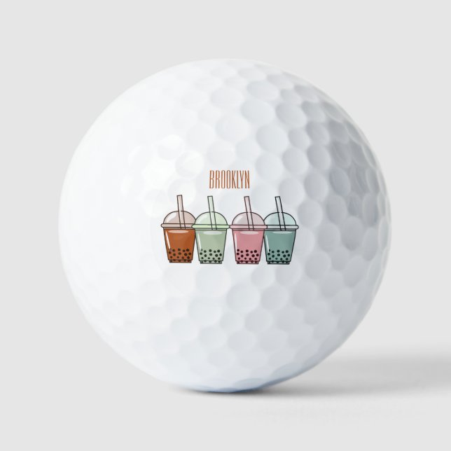 Pelotas De Golf Ilustracion personalizado de té de burbujas (Anverso)
