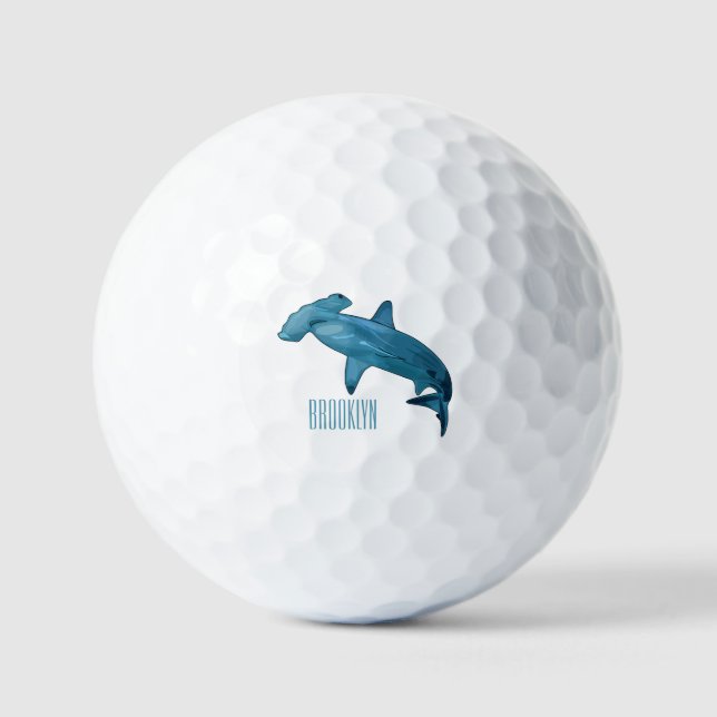 Pelotas De Golf Ilustracion personalizado de tiburón martillo (Anverso)