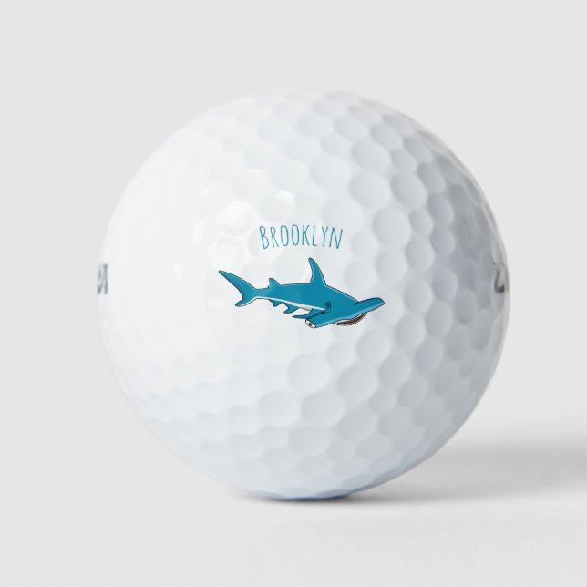 Pelotas De Golf Ilustracion personalizado de tiburón martillo (Anverso)