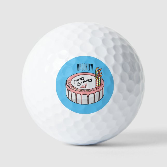 Pelotas De Golf Ilustracion personalizado de torta de cumpleaños (Anverso)