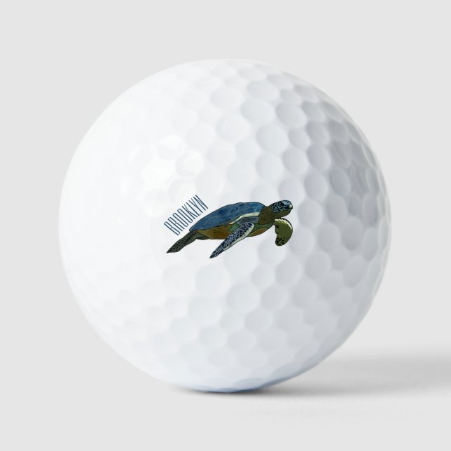 Pelotas De Golf Ilustracion personalizado de tortugas marinas (Anverso)