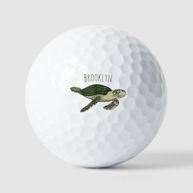 Pelotas De Golf Ilustracion personalizado de tortugas marinas (Anverso)