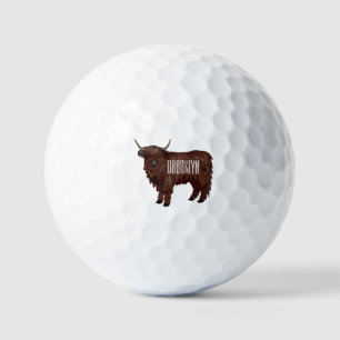 Pelotas De Golf Ilustracion personalizado de vaca de Highland