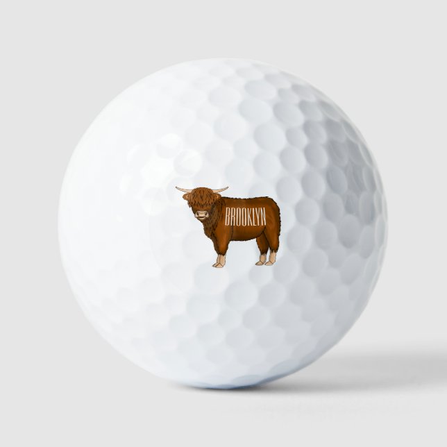 Pelotas De Golf Ilustracion personalizado de vaca de Highland (Anverso)