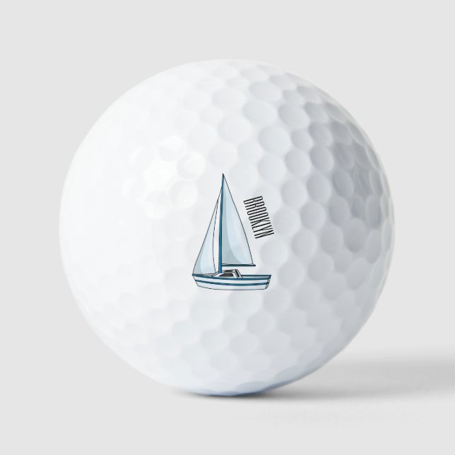 Pelotas De Golf Ilustracion personalizado de velero (Anverso)