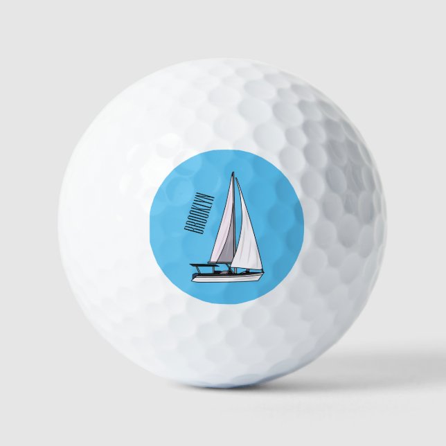 Pelotas De Golf Ilustracion personalizado de velero (Anverso)