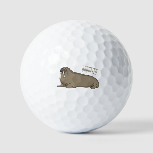 Pelotas De Golf Ilustracion personalizado de Walrus (Anverso)