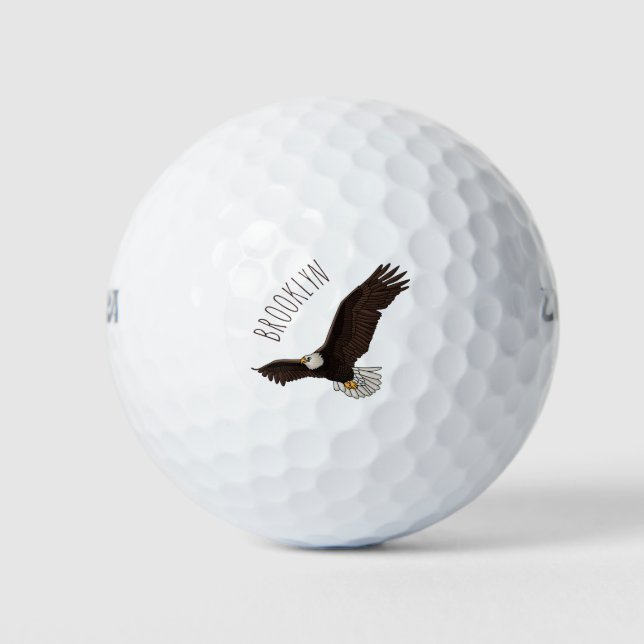Pelotas De Golf Ilustracion personalizado del águila calva (Anverso)
