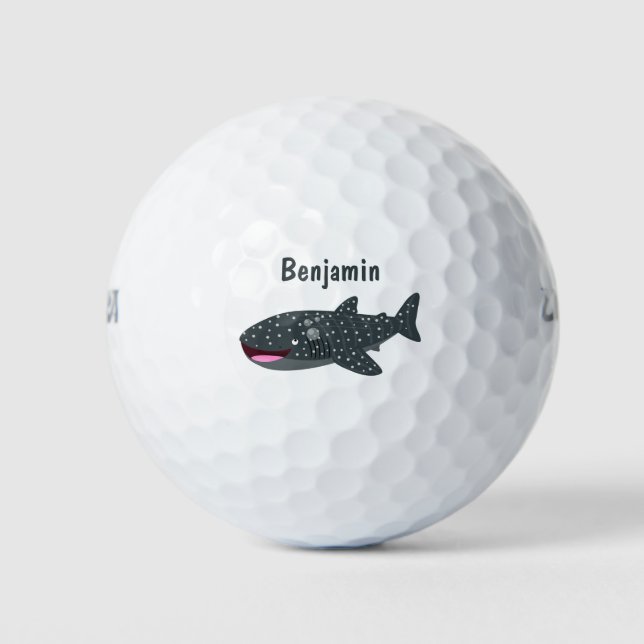 Pelotas De Golf Ilustracion personalizado feliz de tiburón ballena (Anverso)