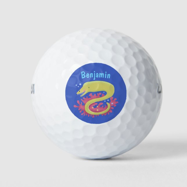 Pelotas De Golf Ilustracion personalizado gracioso de moray verde (Anverso)