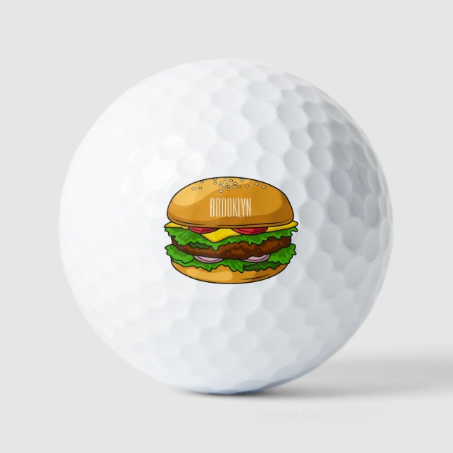 Pelotas De Golf Ilustracion personalizado Hamburger (Anverso)